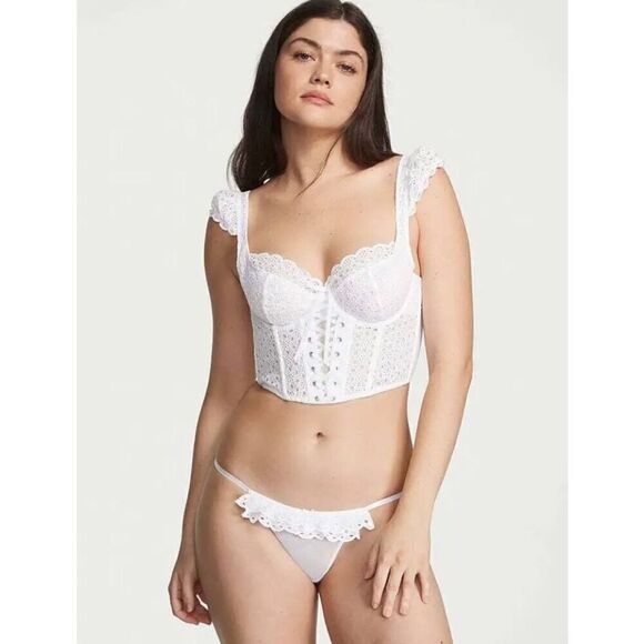 VICTORIA’S SECRET - NWT - L Sz L Dream Angels Sheer Eyelet-Trimmed String Bikini - Picture 7 of 14